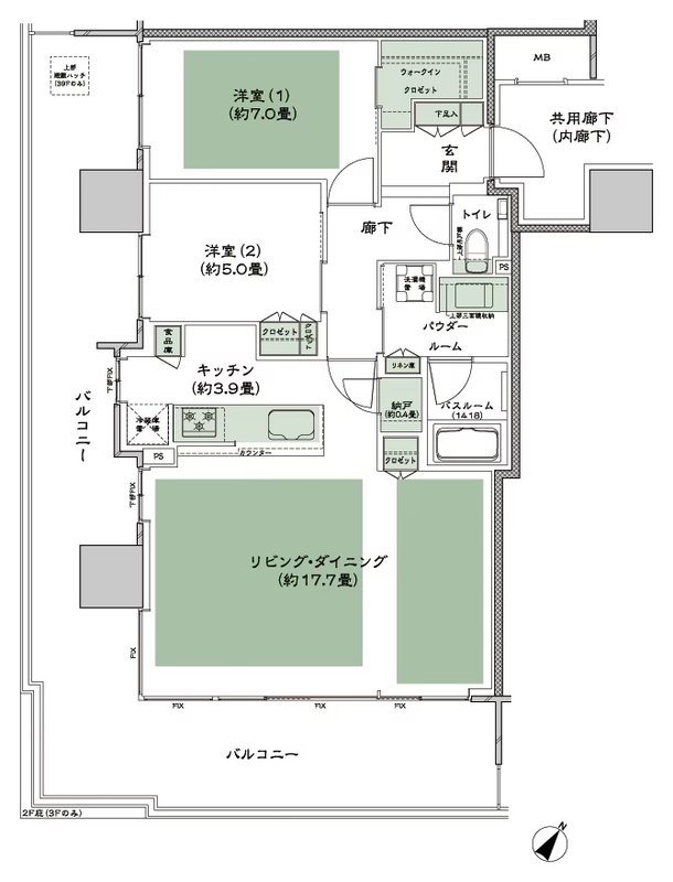 シティタワー千住大橋 間取り D_LD拡大 type