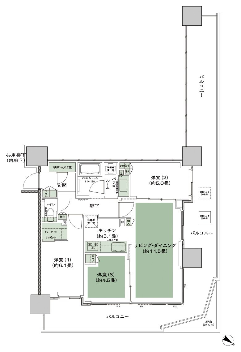 シティタワー千住大橋 間取り O-標準（3〜27階） type