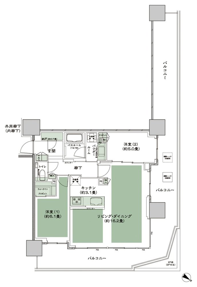シティタワー千住大橋 間取り O_LD拡大（3〜27階） type