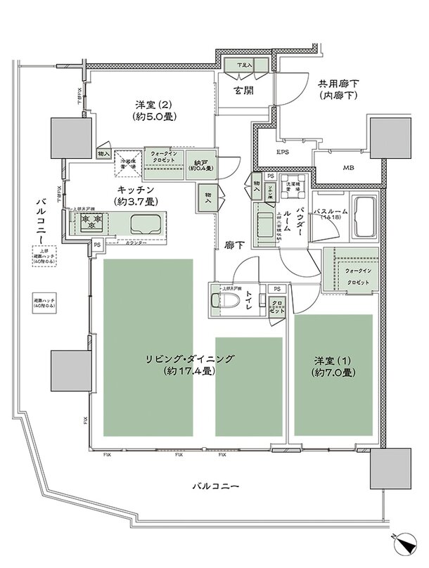 シティタワー千住大橋 間取り A-LD拡大(29〜40階) type