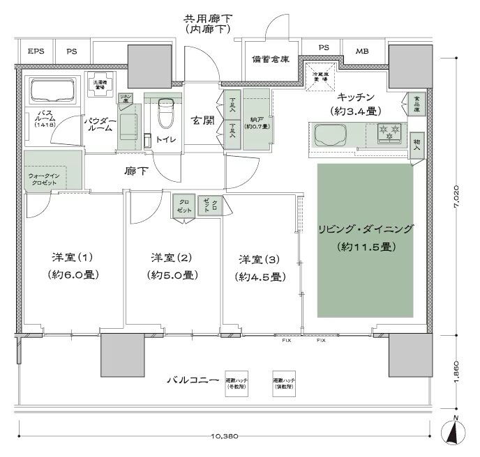 シティタワーズ板橋大山 ノースタワー/サウスタワー 間取り S-B type