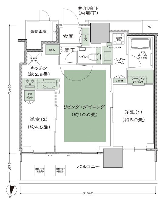 シティタワーズ板橋大山 ノースタワー/サウスタワー 間取り S-F’ type