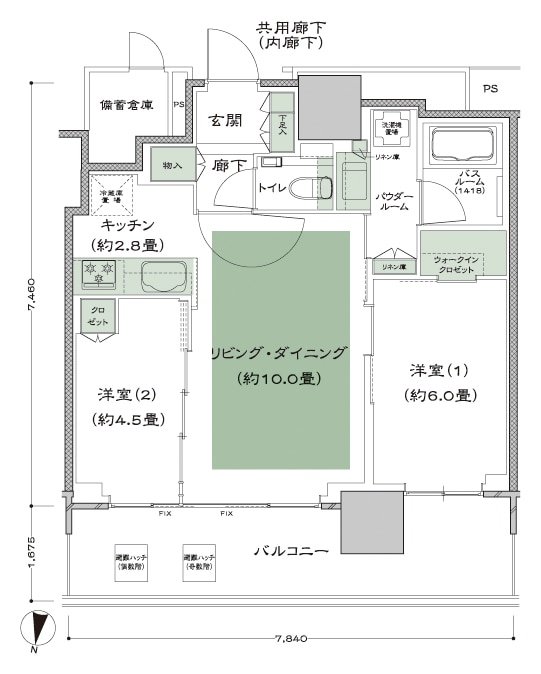 シティタワーズ板橋大山 ノースタワー／サウスタワー 間取り S-F’ type