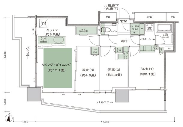シティタワーズ板橋大山 ノースタワー/サウスタワー 間取り N-B-標準 type