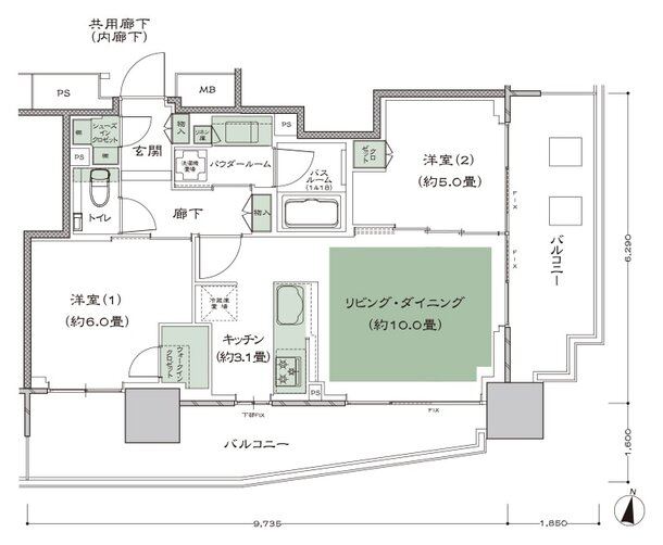 シティタワーズ板橋大山 ノースタワー/サウスタワー 間取り N-C-標準 type