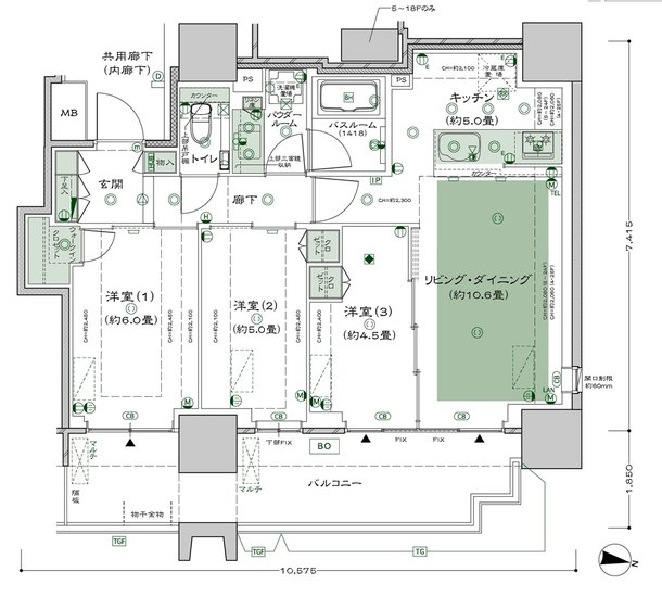 シティタワーズ板橋大山 ノースタワー／サウスタワー 間取り N-D-標準プラン