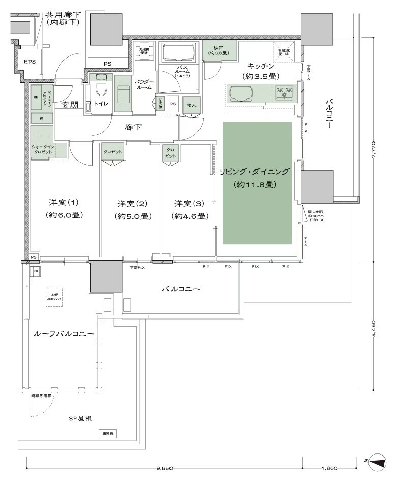 シティタワーズ板橋大山 ノースタワー／サウスタワー 間取り S-Kr type