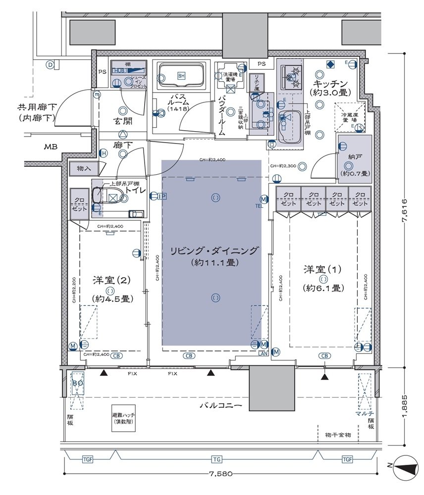 シティタワーズ板橋大山 ノースタワー／サウスタワー 間取り S-L-標準プラン