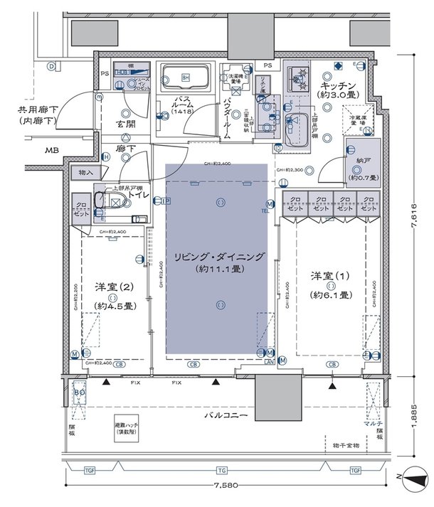 シティタワーズ板橋大山 ノースタワー／サウスタワー 間取り S-L-標準プラン