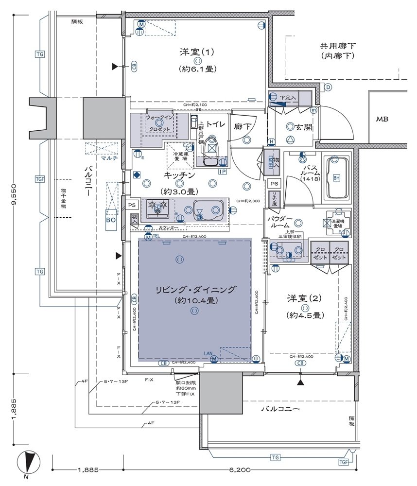 シティタワーズ板橋大山 ノースタワー／サウスタワー 間取り S-Q-標準プラン