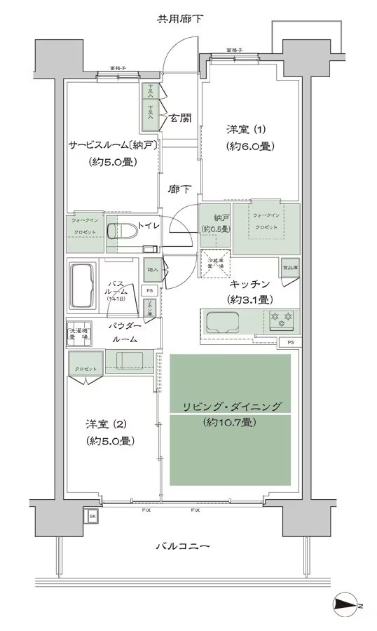 シティテラス府中 間取り A1'b_標準 type