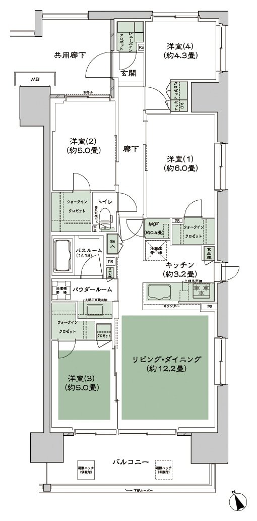 シティテラス多摩川 間取り F-H-標準 type