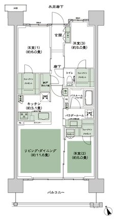 シティテラス多摩川 間取り D-B1-標準 type