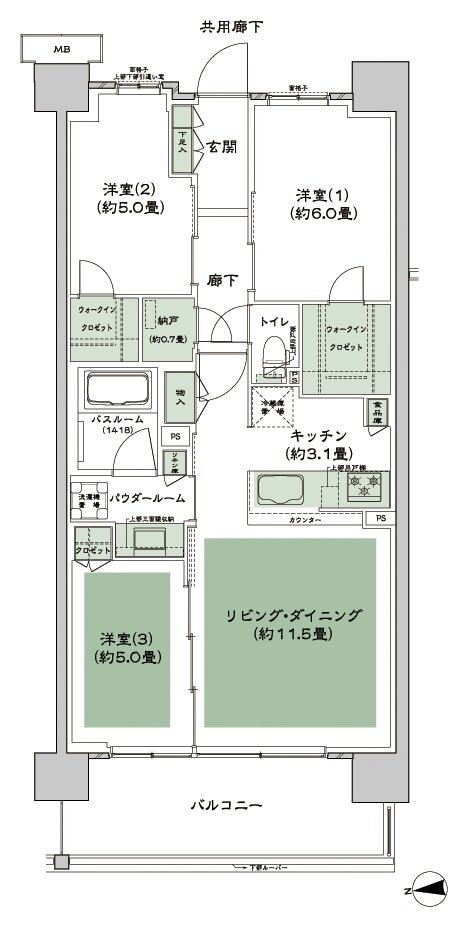 シティテラス多摩川 間取り F-A12-標準 type