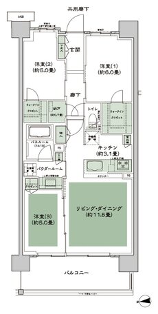 シティテラス多摩川 間取り F-A12-標準 type