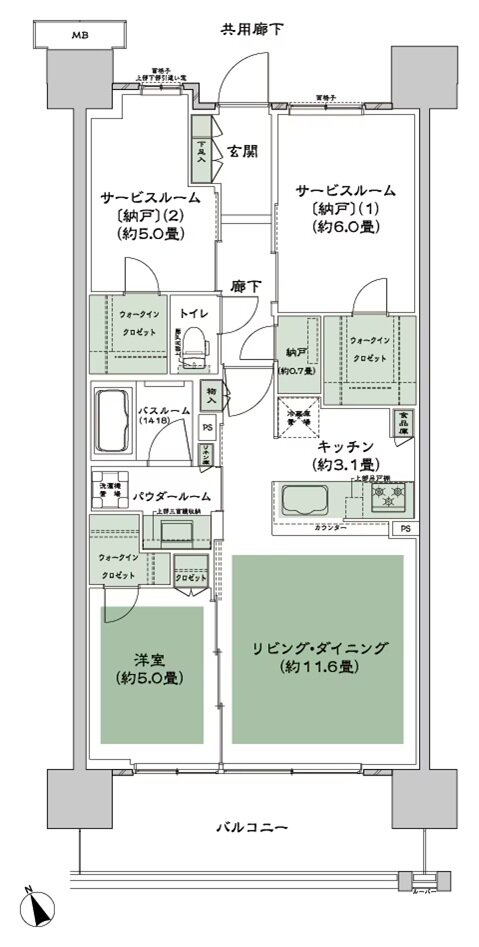 シティテラス多摩川 間取り D-B5-標準 type