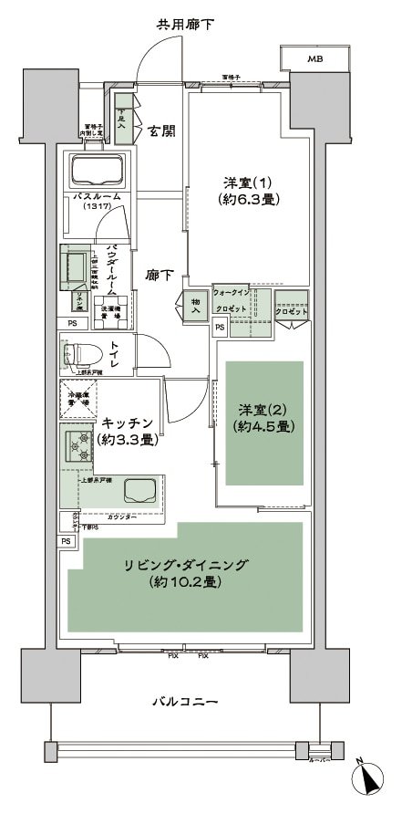 シティテラス多摩川 間取り F-G3-標準 type