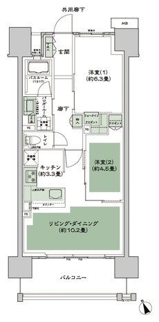 シティテラス多摩川 間取り F-G3-標準 type