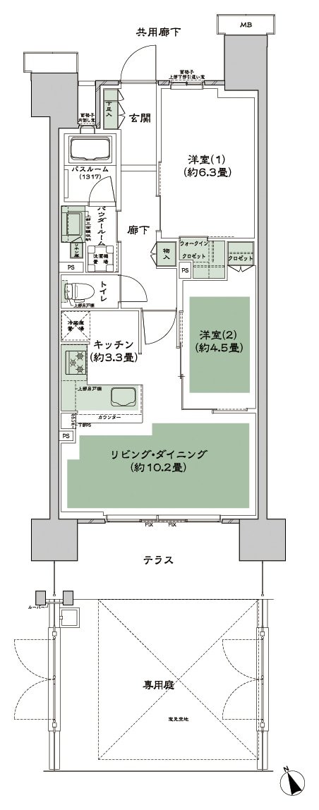シティテラス多摩川 間取り F-G4g-標準 type