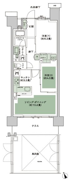 シティテラス多摩川 間取り F-G4g-標準 type