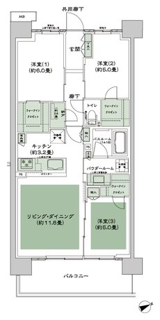 シティテラス多摩川 間取り D-E1b-標準 type