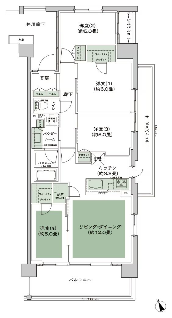 シティテラス多摩川 間取り B-A2b-標準 type