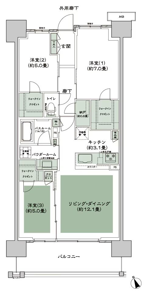 シティテラス多摩川 間取り C-E3-標準 type