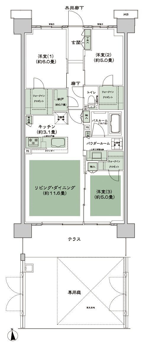 シティテラス多摩川 間取り F-J1g-標準 type