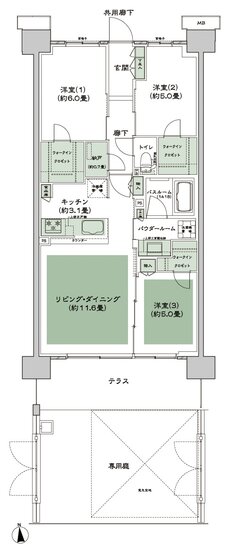 シティテラス多摩川 間取り F-J1g-標準 typ