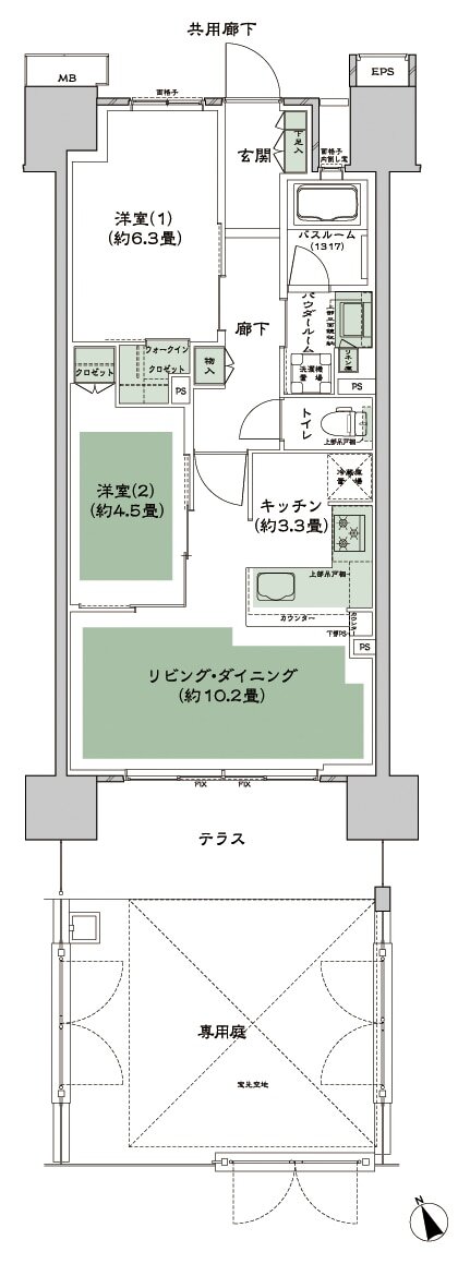 シティテラス多摩川 間取り F-G2g-標準 type