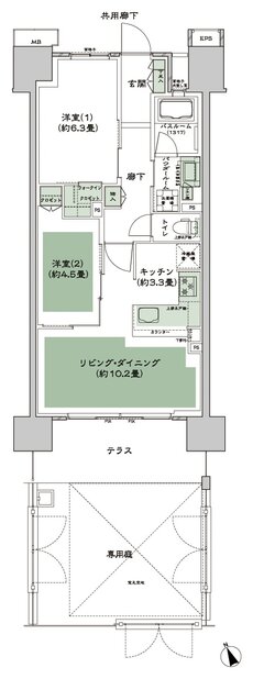 シティテラス多摩川 間取り F-G2g-標準 type