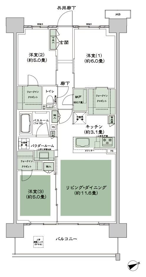 シティテラス多摩川 間取り D-E4-標準 type