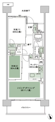 シティテラス多摩川 間取り D-Cb-標準 type