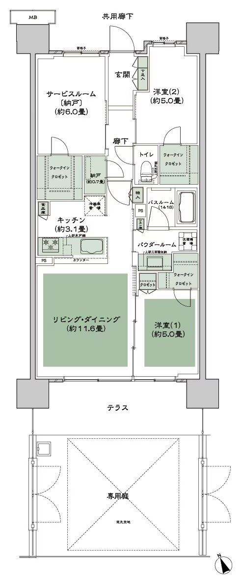 シティテラス多摩川 間取り C-B3ag-標準 type