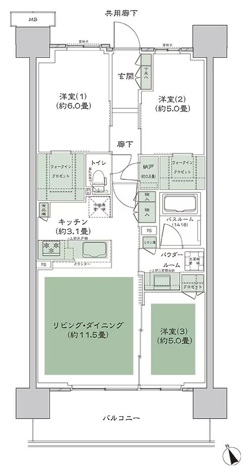 シティテラス多摩川 間取り G-B4-標準 type