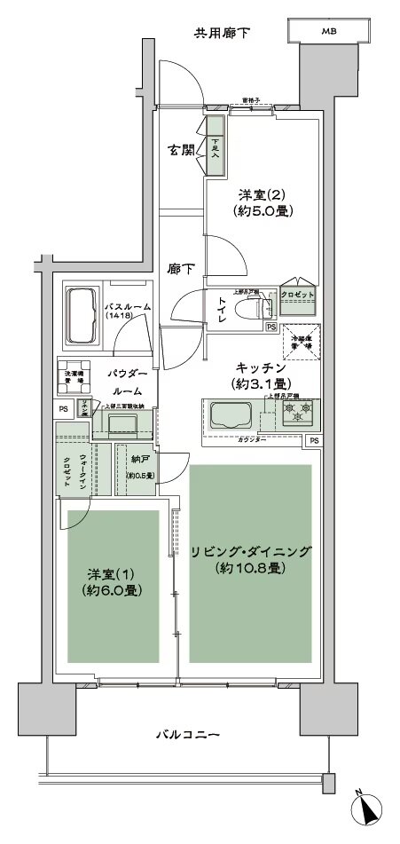 シティテラス多摩川 間取り C-C2-標準 type