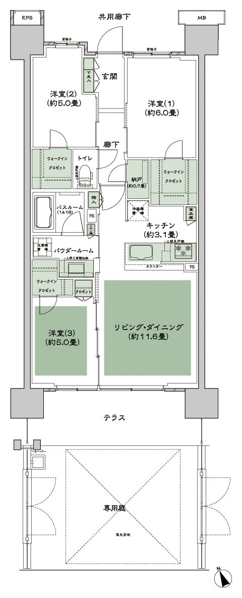 シティテラス多摩川 間取り C-B5g-標準 type
