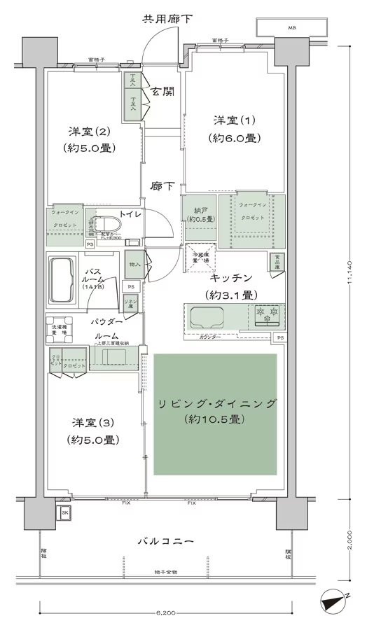 シティテラス善福寺公園 間取り D-B2'-標準プラン type