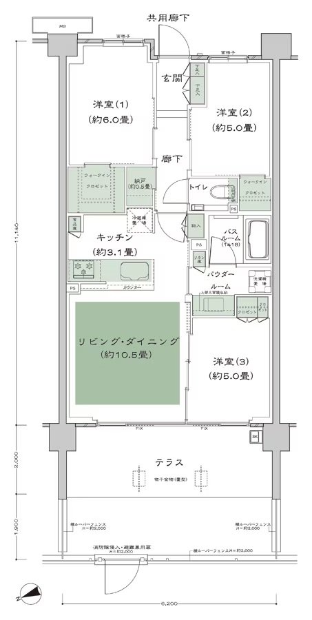 シティテラス善福寺公園 間取り A-B2t-標準プラン type