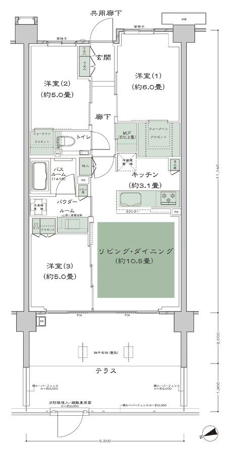 シティテラス善福寺公園 間取り A-B2't-標準プラン type