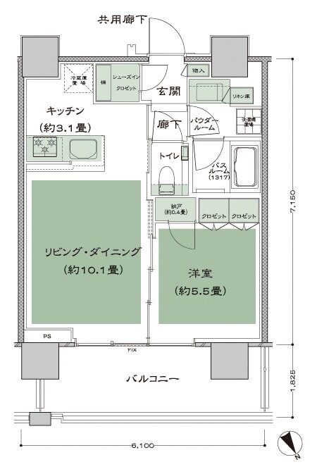 シティタワー新宿 間取り 45B-標準 type