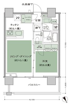 シティタワー新宿 間取り 45B-標準 type
