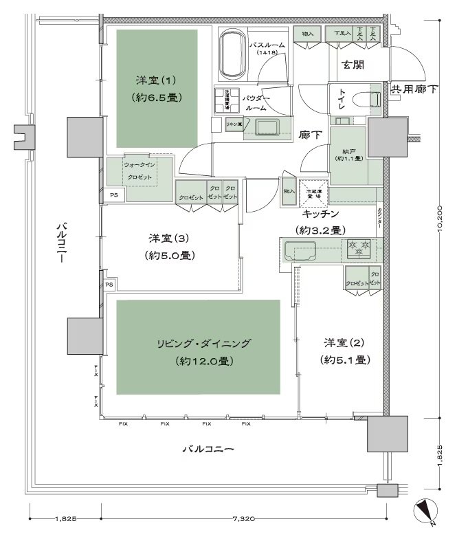シティタワー新宿 間取り 75J-標準 type