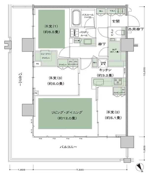 シティタワー新宿 間取り 75J-標準 type
