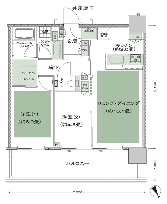 シティタワー新宿 間取り 55I-標準 type