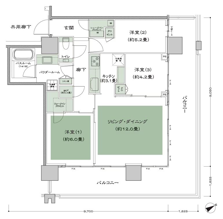 シティタワー新宿 間取り 70B-標準 type