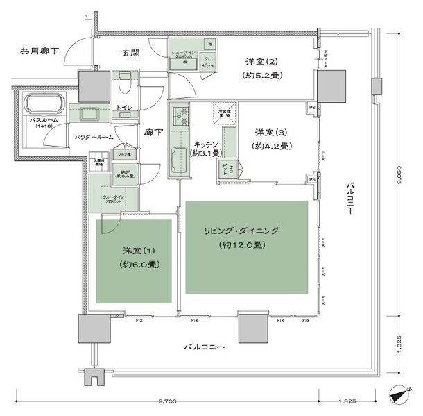 シティタワー新宿 間取り 70B-標準 type