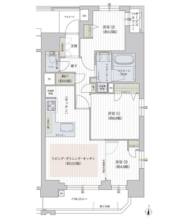 プレサンス ロジェ 栄三丁目 間取り Cタイプ