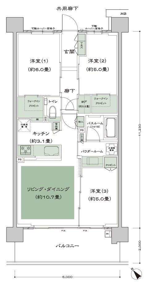 シティハウス西横浜 間取り C1-標準プラン type