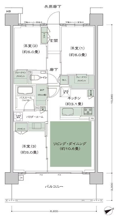シティハウス西横浜 間取り I1-標準 type